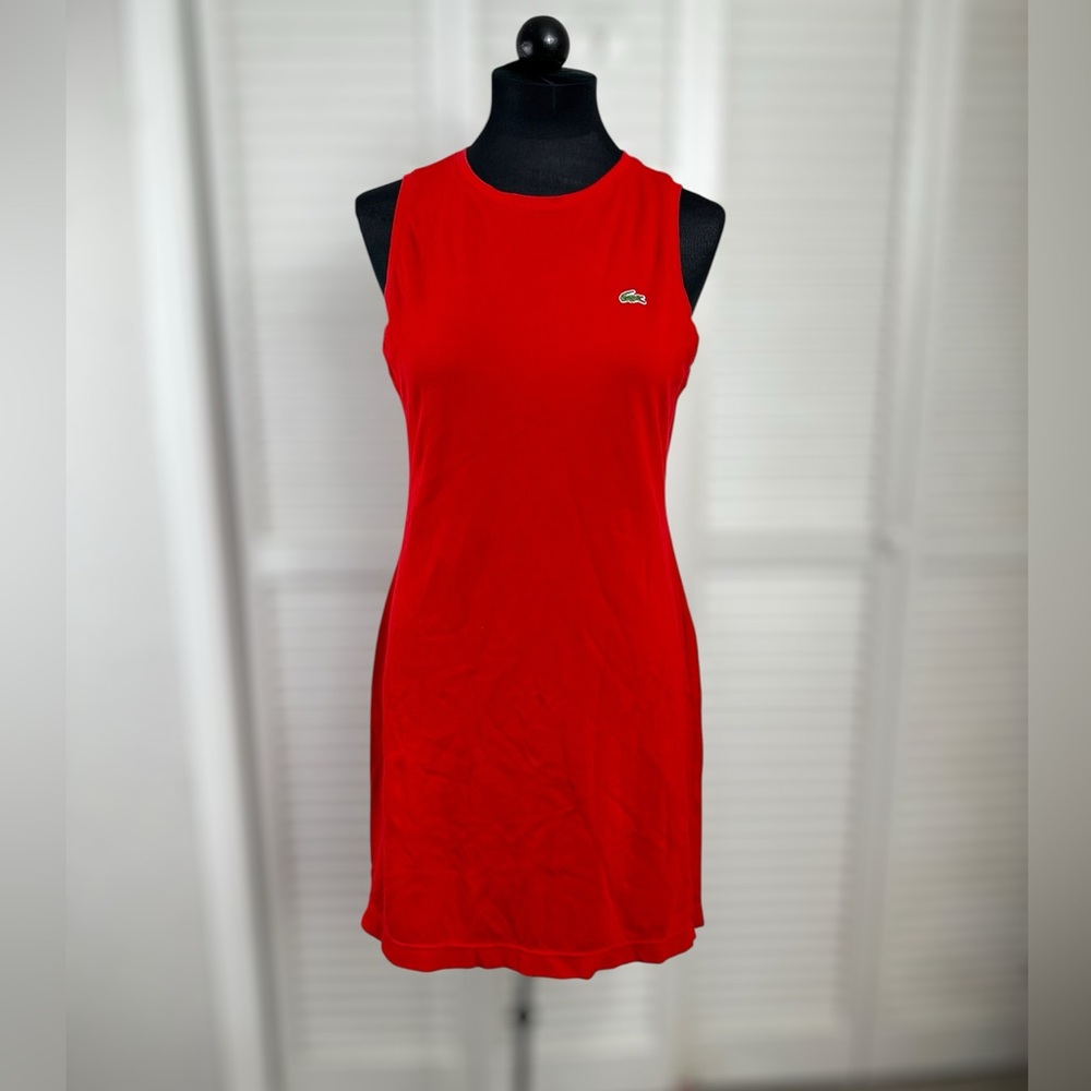Lacoste Vibrant Red sleeveless polo style Dress